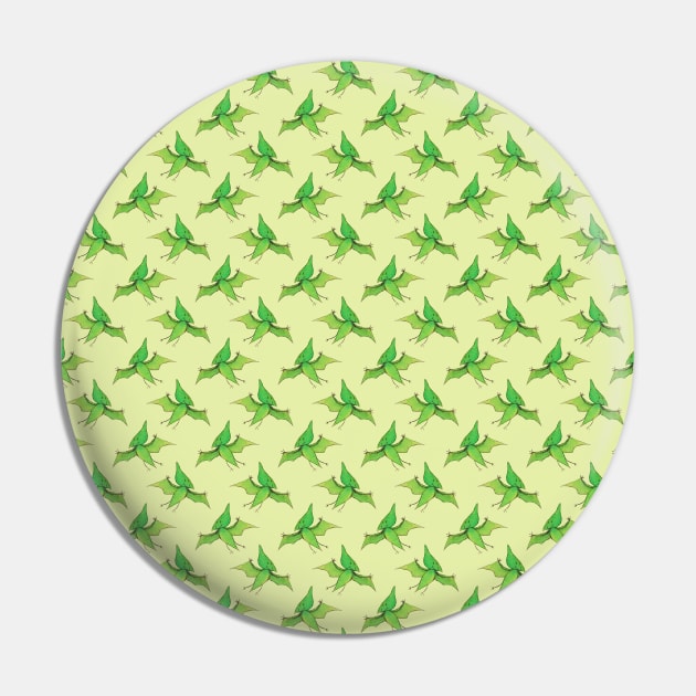 Green Pterodactyl Pattern Pin by saradaboru