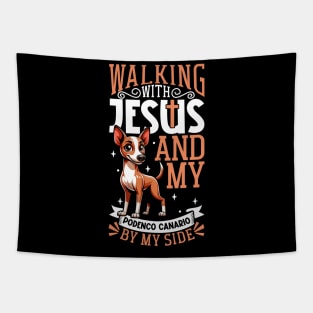 Jesus and dog - Podenco Canario Tapestry