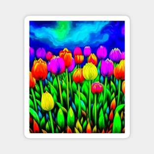 Tulips Van Gogh Style Magnet