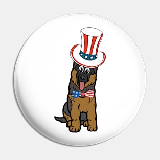 Funny guard dog is wearing uncle sam hat Pin