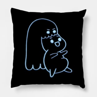 Ghost hunting a boy Pillow