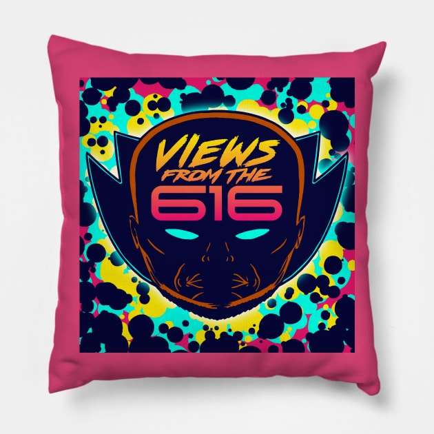 Miami Nights Views From The 616 Logo (Front Only) Pillow by ForAllNerds