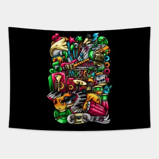 Music Doodle Illustration Tapestry