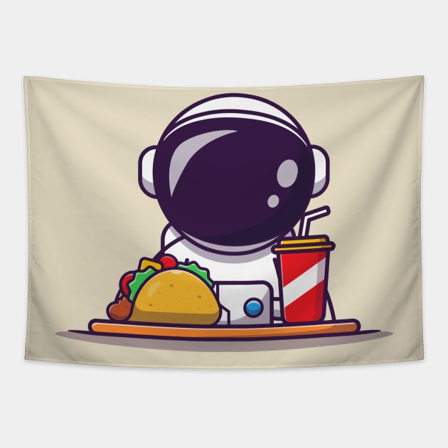 Cute Astronaut With Taco And Soda Tapestry by Catalyst Labs