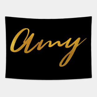 Amy Name Hand Lettering in Faux Gold Letters Tapestry