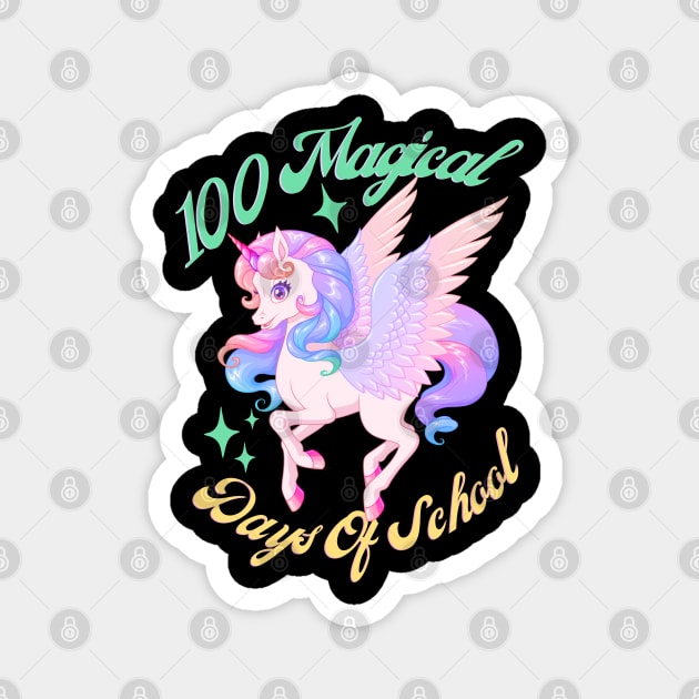 100 Magical Days Of School Unicorn Magnet by Illustradise