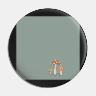 Cottagecore Mushroom Friends Illustration (Blue) Pin