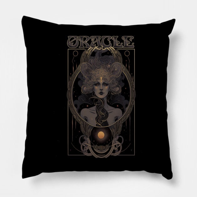 Oracle - Ancient Priestess of Prophecy Art Nouveau Pillow by AltrusianGrace