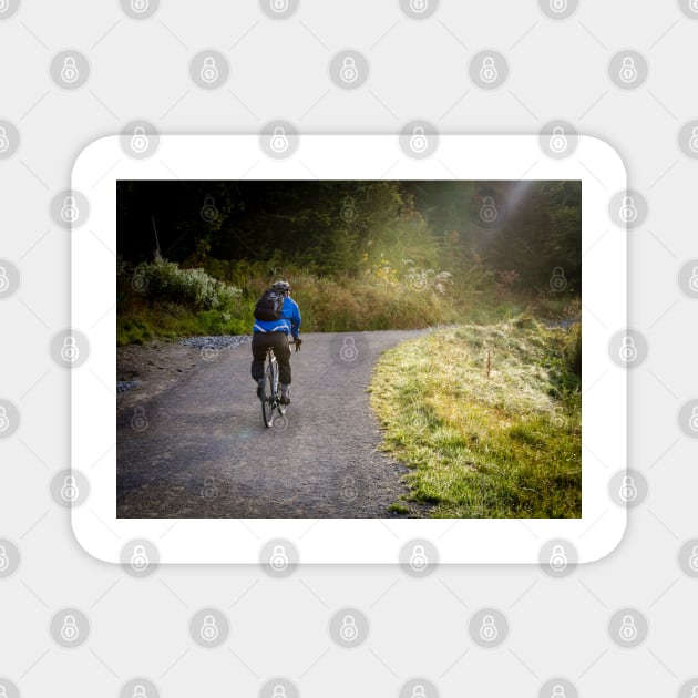 Biker On Trail Magnet by Robert Alsop