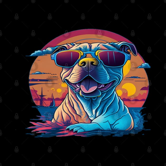 pitbull dog with sunglasses by sukhendu.12