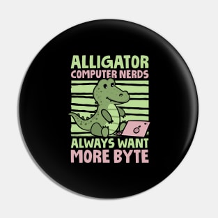 Funny Alligator Lover and Computer Nerd Kids Crocodile Pin