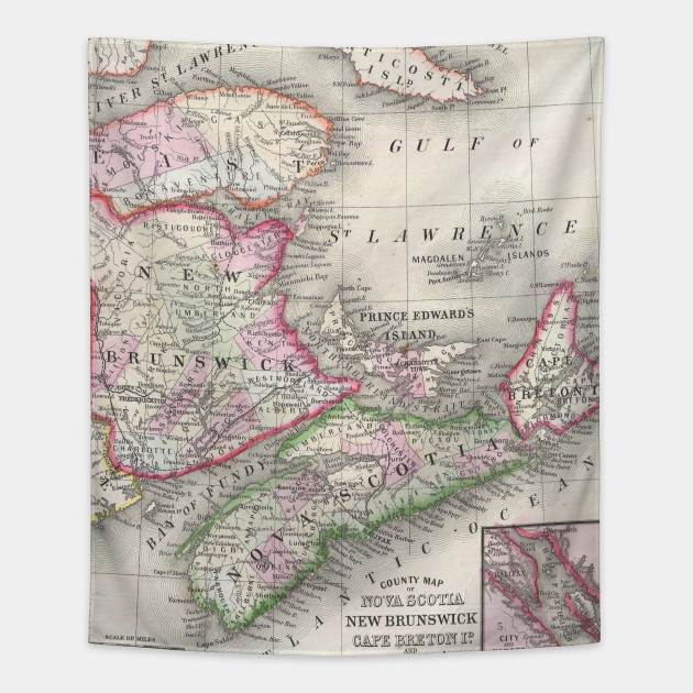 Vintage Nova Scotia And New Brunswick Map 1866