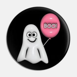 Boy Ghost with Pink Balloon Pin