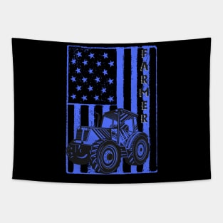 Vintage American flag tractor gift for farmer Tapestry