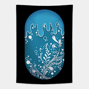 Blue Floral Art Tapestry