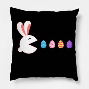Happy Easter Funny Bunny Rabbit Eating Easter Eggs Pillow