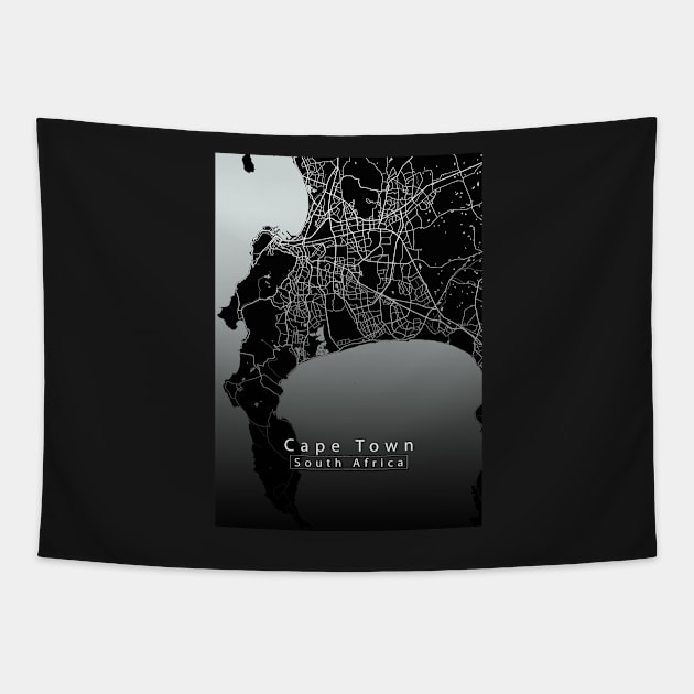 Cape Town South Africa City Map dark Tapestry by Robin-Niemczyk