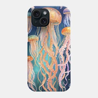 Gustav Klimt's Ethereal Dance: Inspired Jellyfish Illustration Phone Case