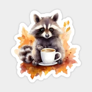 Coffee raccoon fall vibes Magnet