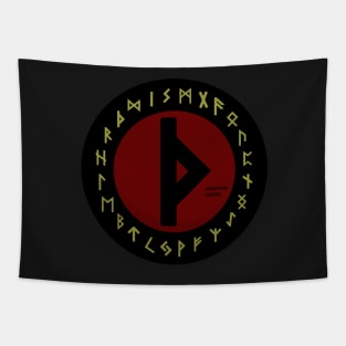 Red Thurisaz Elder Futhark Rune Symbol Tapestry