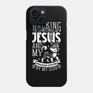 Jesus and dog - Norwegian Elkhound Phone Case