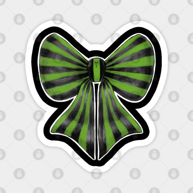 Black and Green Stripy Bow Magnet by Metal Tea