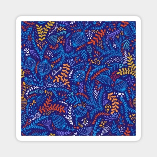 Indigo floral pattern Magnet