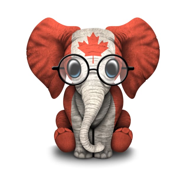 Baby Elephant with Glasses and Canadian Flag by jeffbartels