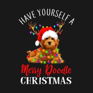 Have yourself a merry Doodle christmas Doodle christmas lights santa hat funny gift T-Shirt