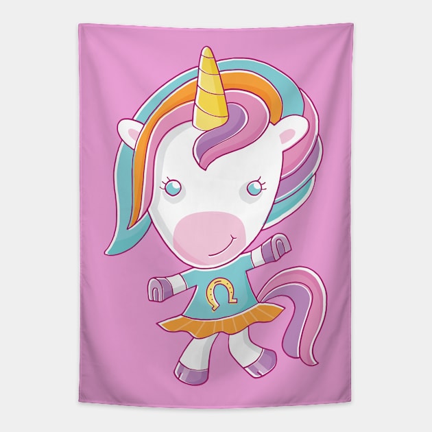 Cute Unicorn Tapestry by vaughanduck