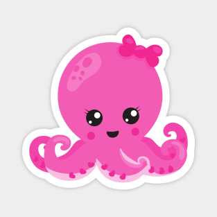 Cute Octopus, Little Octopus, Baby Octopus, Hearts Magnet