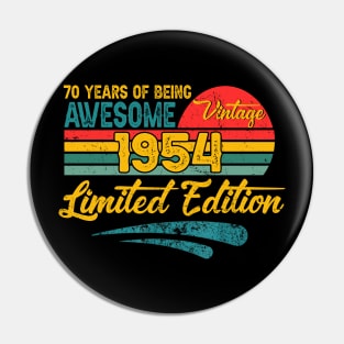 70 years old gifts 70th birthday for men Vintage 1954 retro Pin