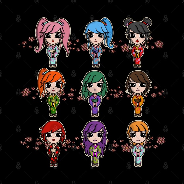 Kawaii Matsuri Chibi Girls for Japan Lover by Mewzeek_T