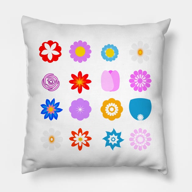 Colored flowers vector illustration for logo, icon or design element Pillow by ikshvaku