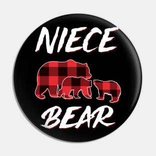 Niece Bear Red Plaid Christmas Pajama Matching Family Gift Pin