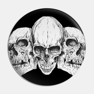 Skulls Ink Illustration Pin