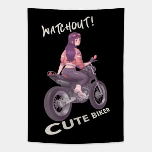 Cute Girl on Motorbike Tapestry