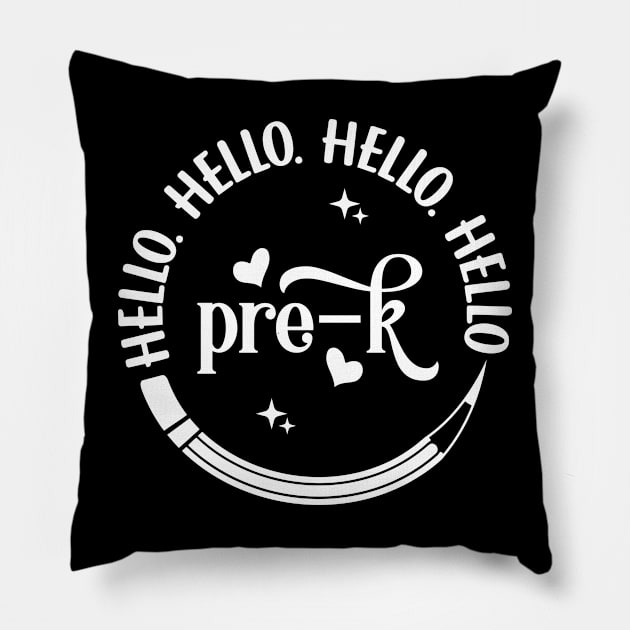 Hello Hello Hello Hello Pre-K Pillow by Dojaja