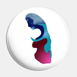 Blue Haired Woman Pin