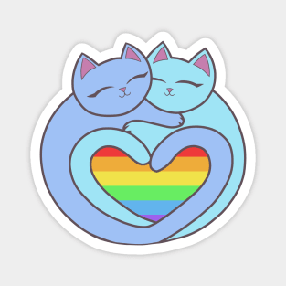 Rainbow Pride Flag Heart Cats Kawaii Magnet