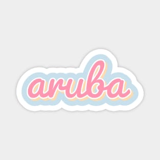 Aruba Retro Groovy Beach Typography Magnet