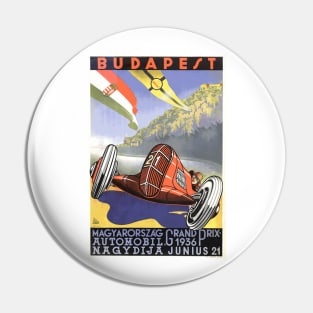 Hungarian Grand Prix, Budapest 1936: Vintage Poster Design Pin