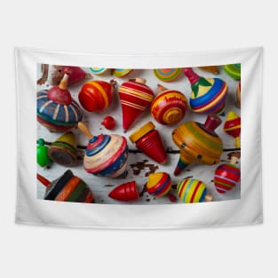 Wooden Toy Tops Tapestry