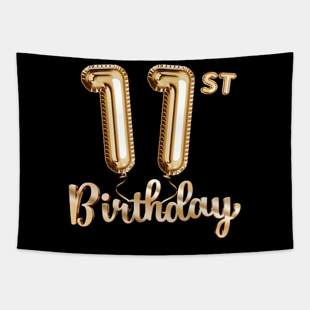 11th Birthday Gifts - Party Balloons Gold Tapestry by BetterManufaktur