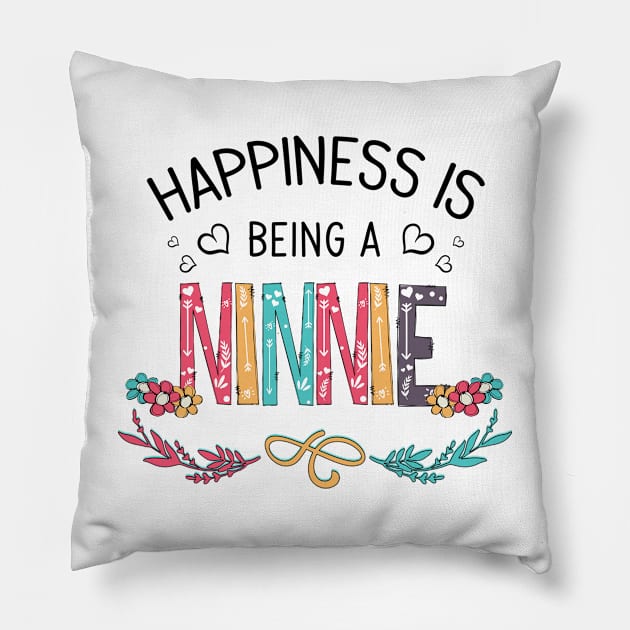 Happiness Is Being A Ninnie Wildflowers Valentines Mothers Day Pillow by KIMIKA