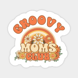 Groovy moms club Retro quote gift for funny mother Vintage floral pattern Magnet