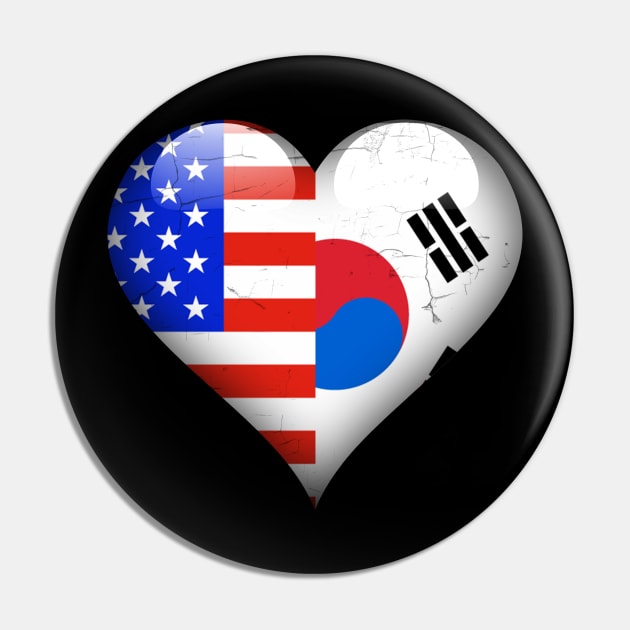 Half American Half South Korean - Gift for South Korean From South Korea Pin by Country Flags