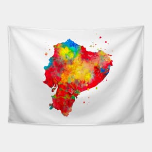 Ecuador Map Watercolor Painting Tapestry