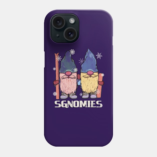 Cute Gnomes Winter Snow Sports Buddies Skiing Snowboarding Phone Case by SeaLAD