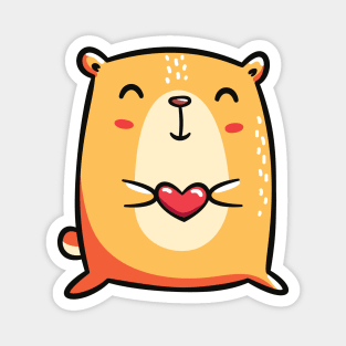 Hamster With Heart Magnet